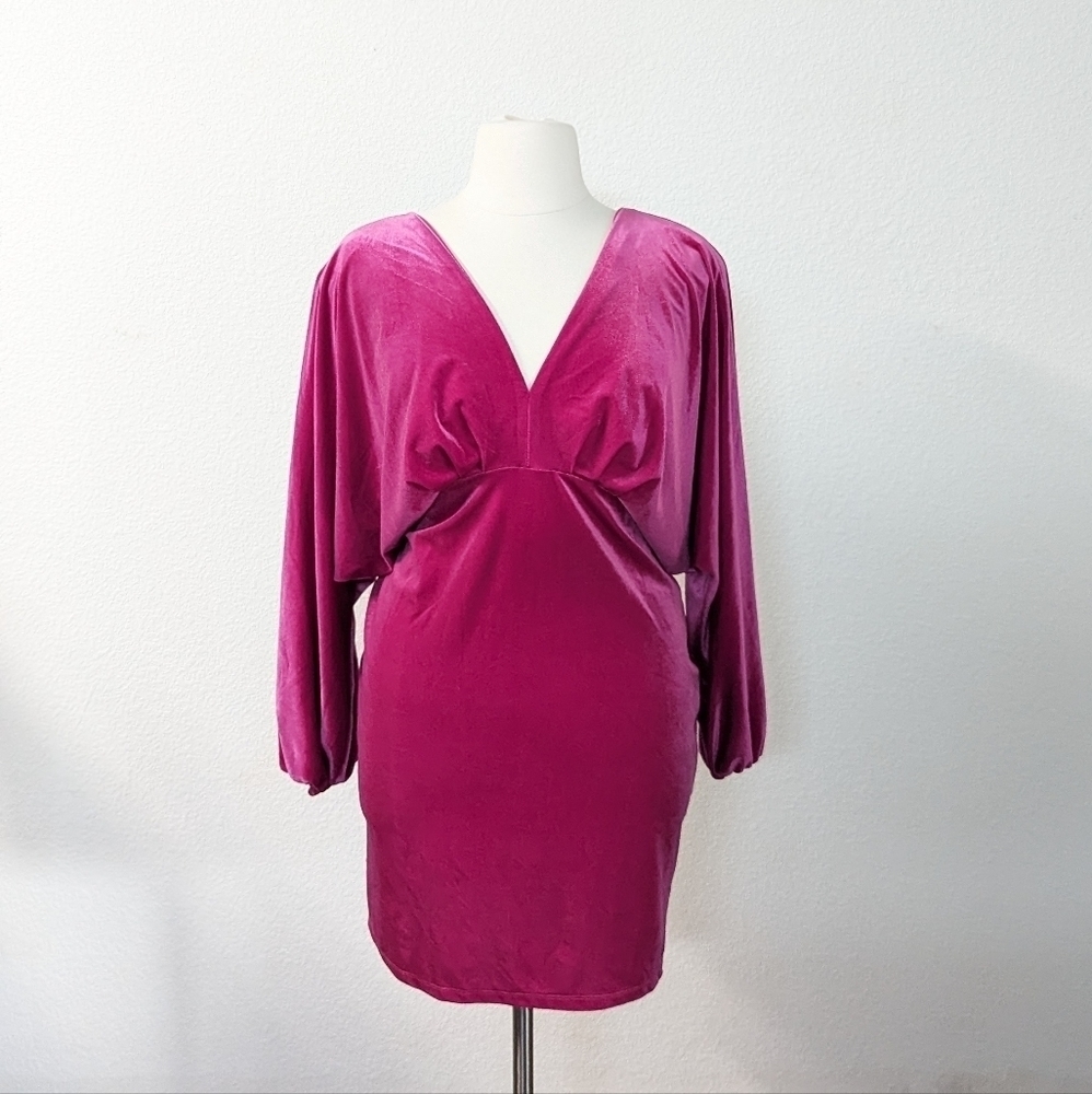 NWOT Eloquii Velvet  Dress Pink 20 holiday party cocktail fall winter retro 70s